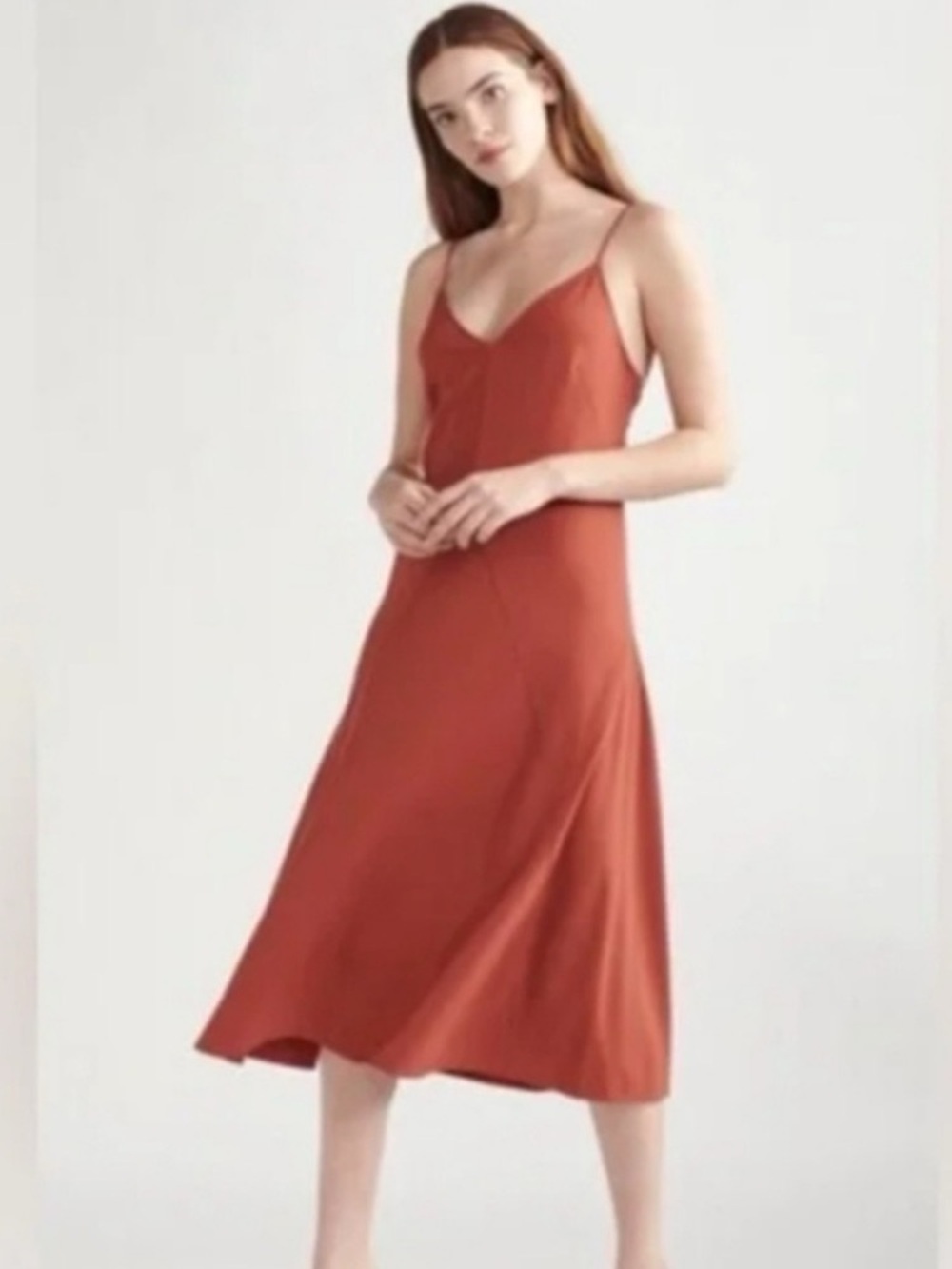 Thakoon $450 MSRP Rust Slip Midi Dress with Spaghetti Straps. NWT
